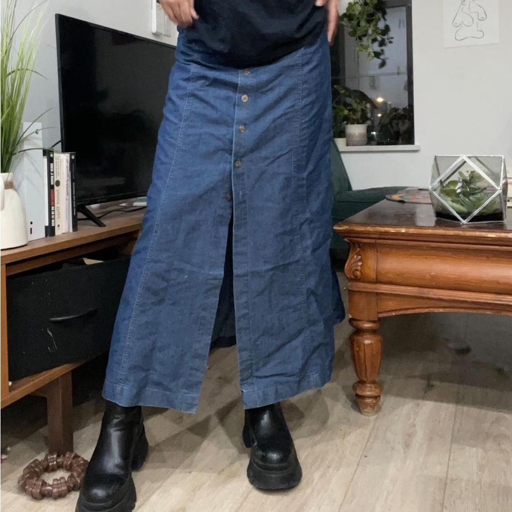 Denim maxi skirt